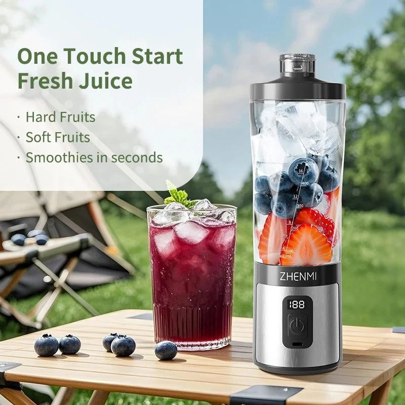 Portable Ice-Crushing Blender, 600ml High-Speed Blending for Smoothies, Shakes, Food Prep, and Frozen Blending