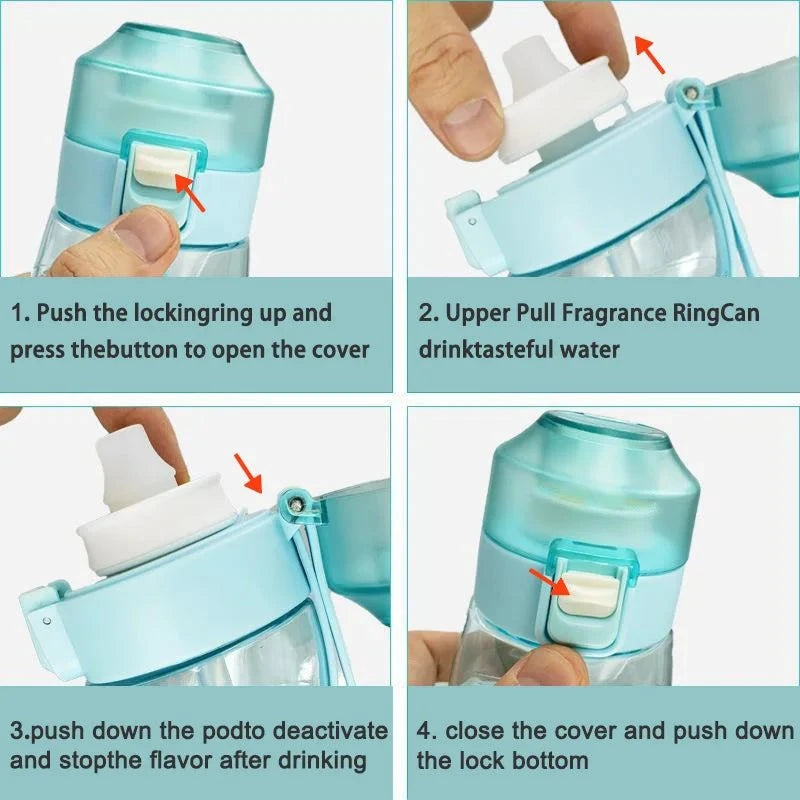 650ML Flavoured Water Bottle With 9 Flavour Pods & Straw