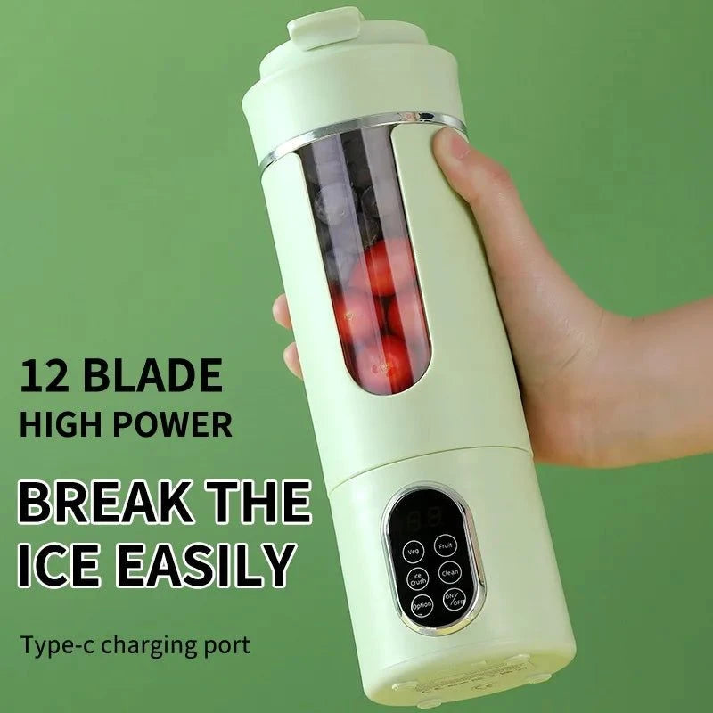 New 530ml Portable Juicer Wireless USB Charging, 12 Blade Juice Blender