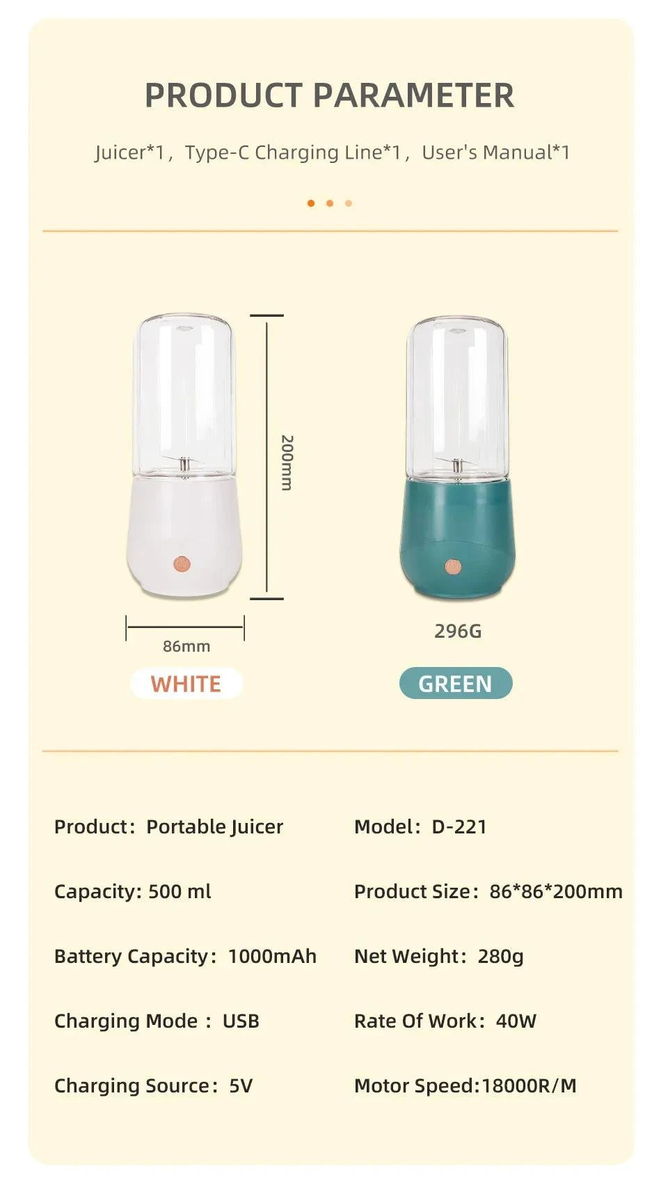Portable Electric Juicer Blender