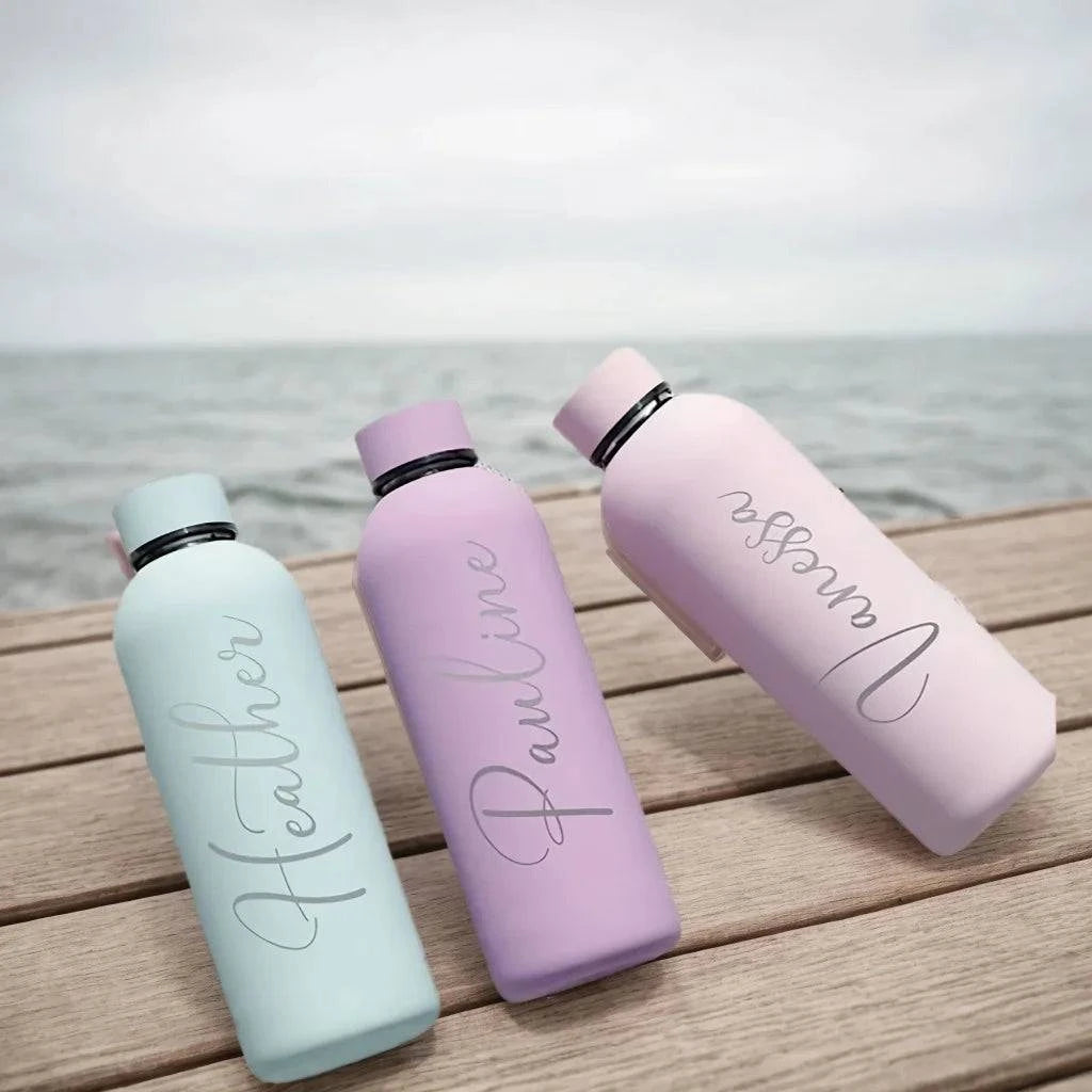 Personalised Carving Text Water Bottle - Custom Name