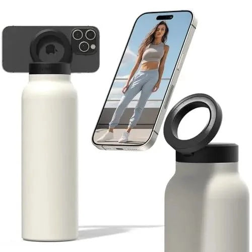 Water Bottle Compatible Phone Holder, Stainless Steel, Magnetic Phone Tripod