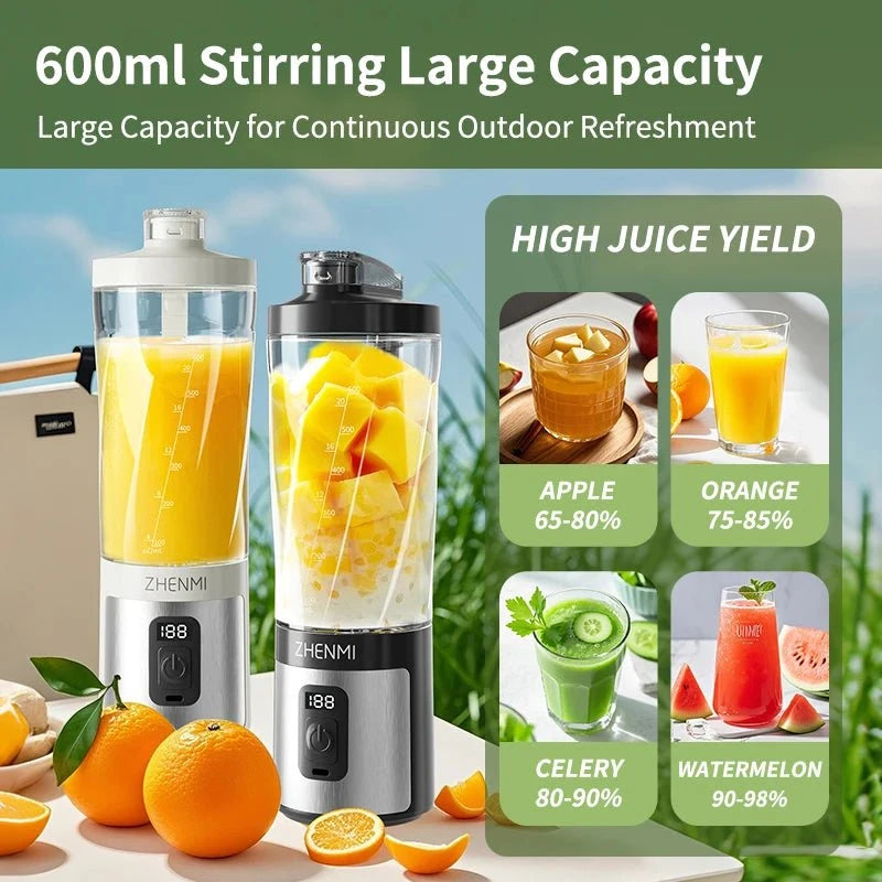 Portable Ice-Crushing Blender, 600ml High-Speed Blending for Smoothies, Shakes, Food Prep, and Frozen Blending