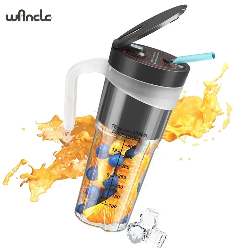 Electric Portable Blender, USB Rechargeable, Portable Juicer Blades for Shakes Smoothies 470ML Multifunctional Fresh juice Machine
