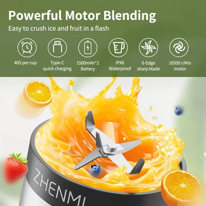 Portable Ice-Crushing Blender, 600ml High-Speed Blending for Smoothies, Shakes, Food Prep, and Frozen Blending