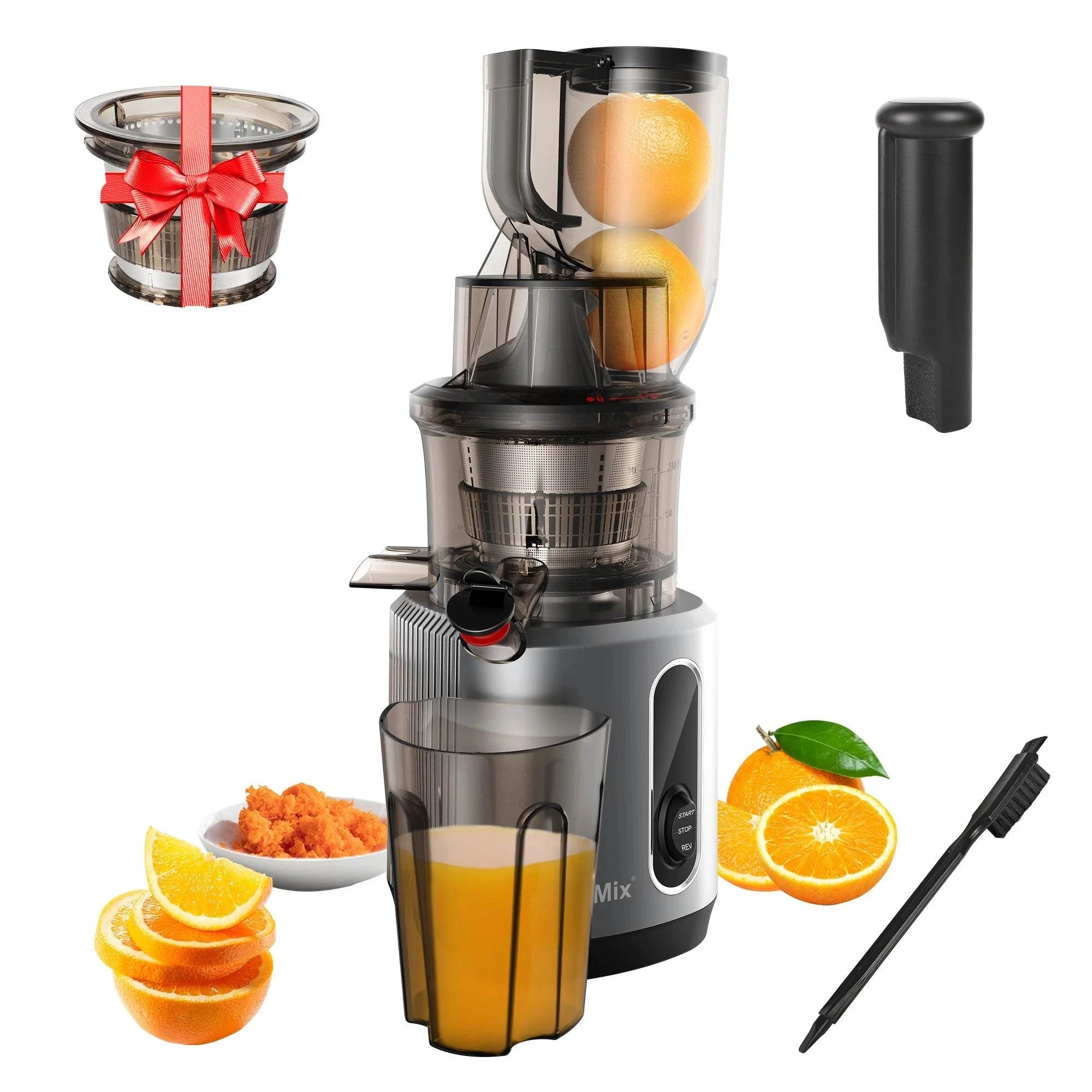 BioloMix Cold Press Juicer with 78mm Feed Chute, 200W 40-65RPM Powerful Motor Slow Masticating Juice Extractor Fits Whole Fruits
