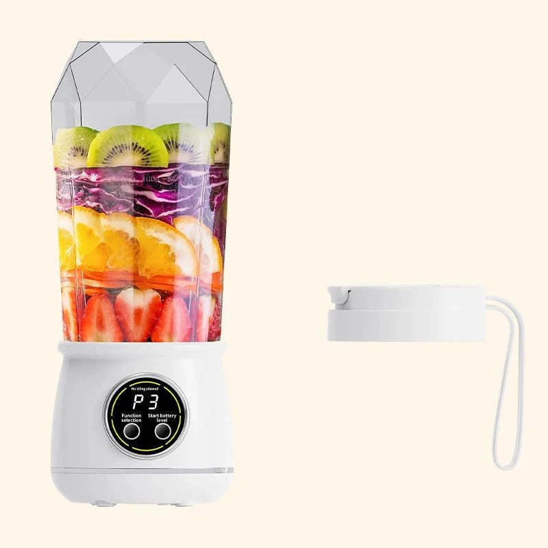 Portable USB rechargeable blender 500ML capacity, 3-level power adjustment, for juicing fruits and vegetables