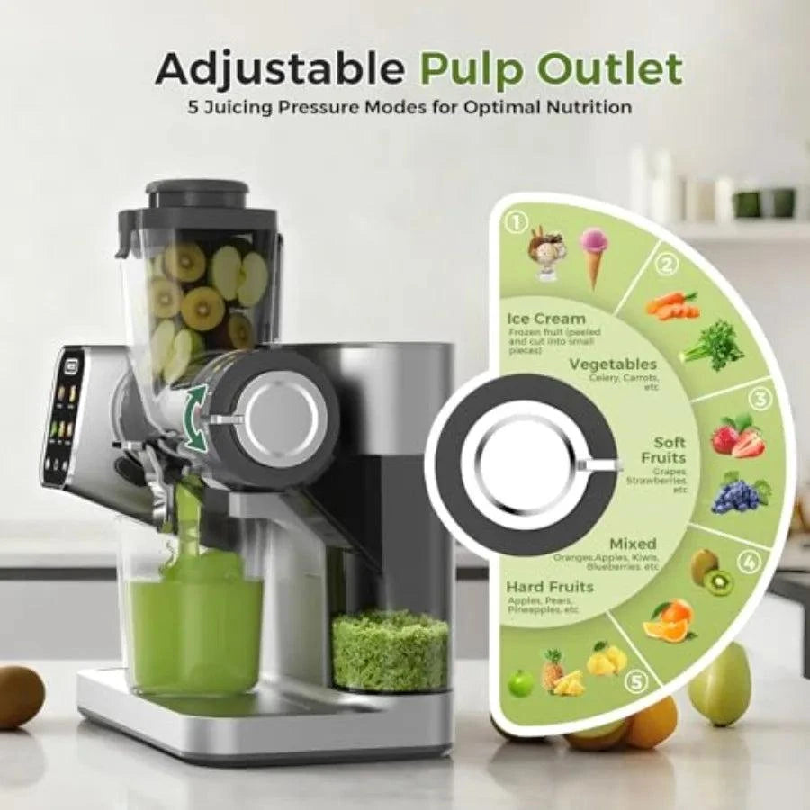 Powerful Cold Press Juicer Machines with Adjustable Juicing Pressure for Home Use Achieves 99 High Juice Yield Quiet Slow Masti