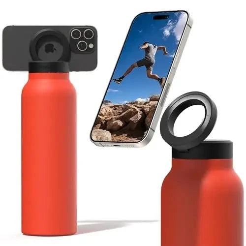Water Bottle Compatible Phone Holder, Stainless Steel, Magnetic Phone Tripod