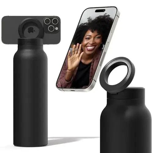 Water Bottle Compatible Phone Holder, Stainless Steel, Magnetic Phone Tripod