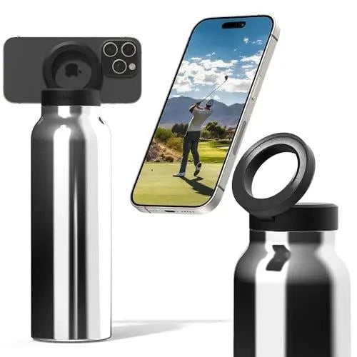 Water Bottle Compatible Phone Holder, Stainless Steel, Magnetic Phone Tripod