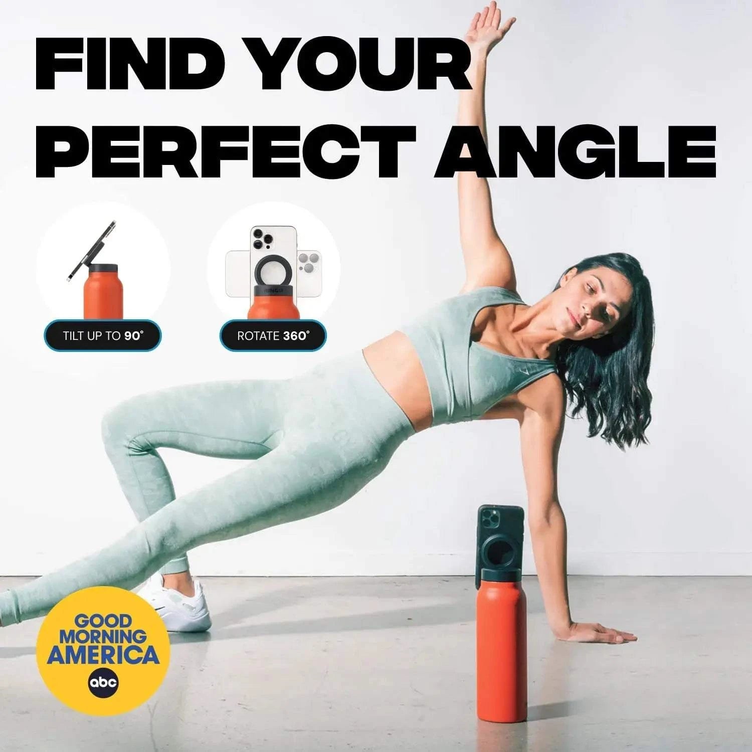 Water Bottle Compatible Phone Holder, Stainless Steel, Magnetic Phone Tripod