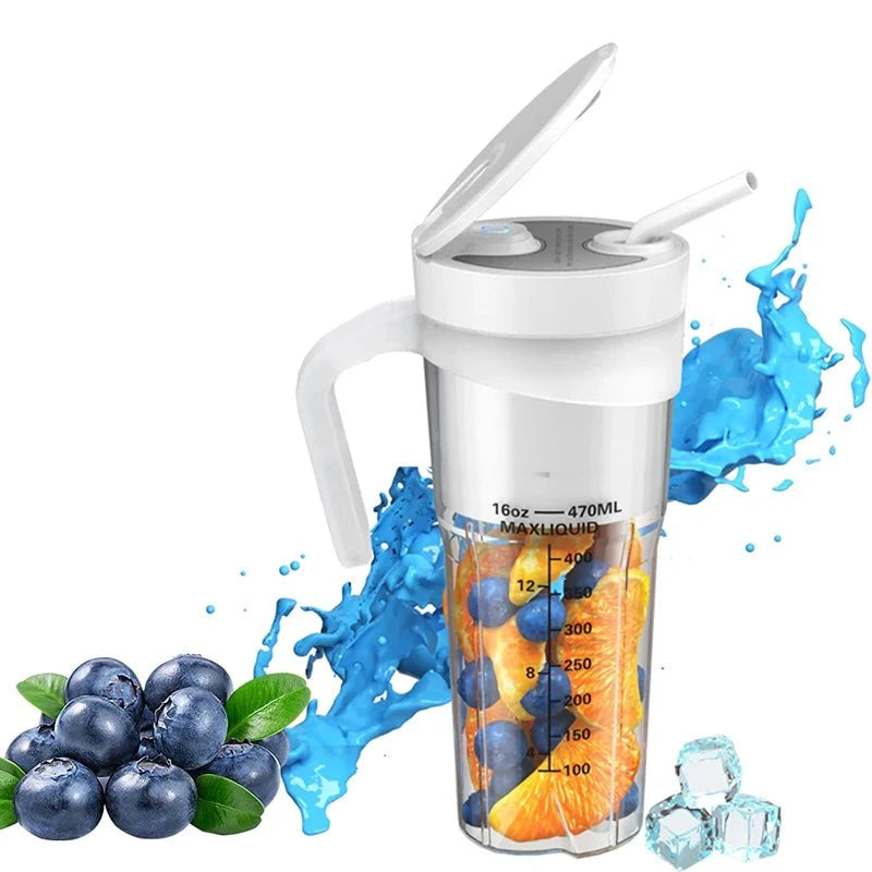 Electric Portable Blender, USB Rechargeable, Portable Juicer Blades for Shakes Smoothies 470ML Multifunctional Fresh juice Machine