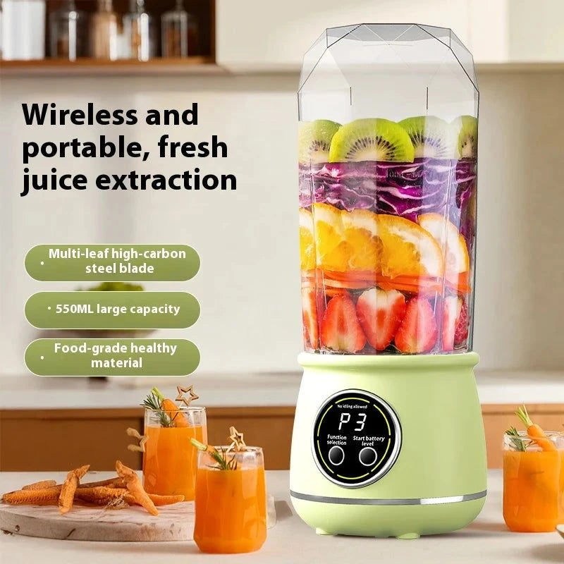 Portable USB rechargeable blender 500ML capacity, 3-level power adjustment, for juicing fruits and vegetables