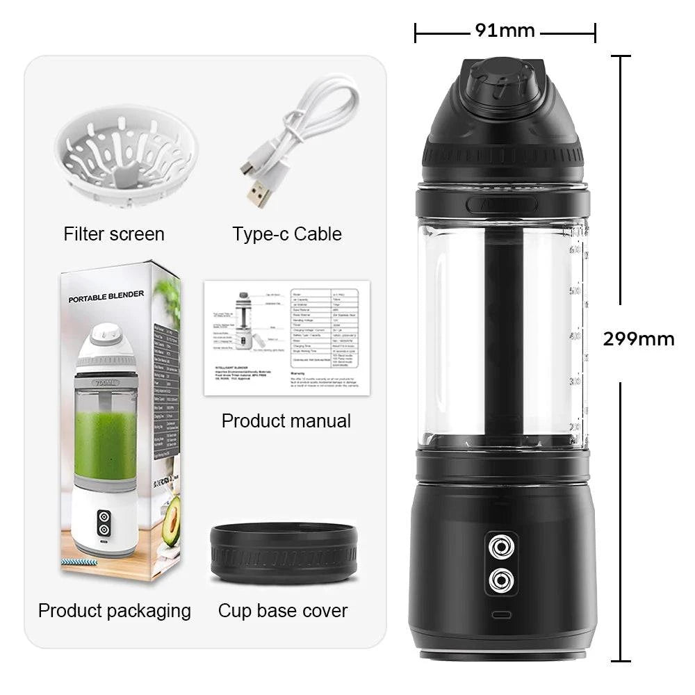 Portable Electric Blender 700ML, USB Rechargeable, Fruit, Milkshake, Smoothies.