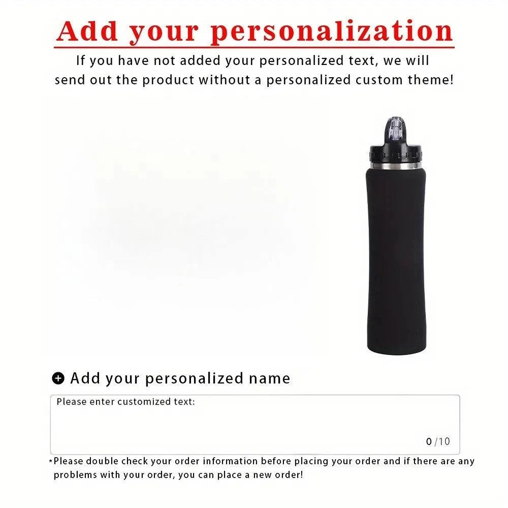 Personalised Stainless Steel Water Bottle with Straw - Engraved