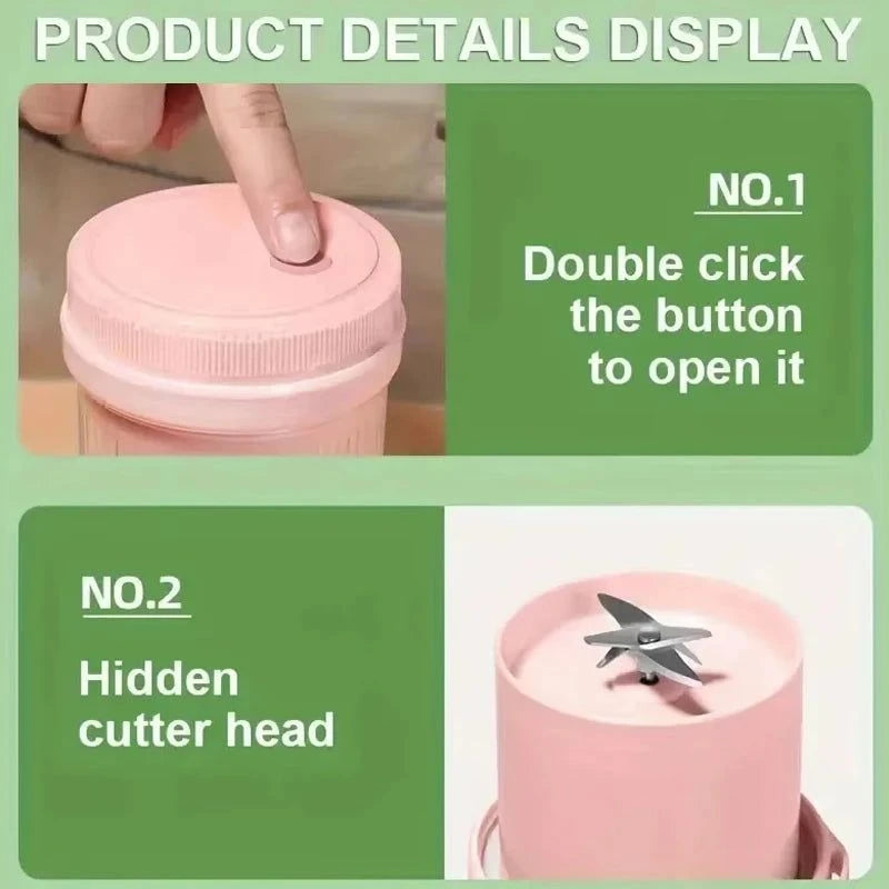 Electric Juicer Cup 6 Blades,  USB Portable.