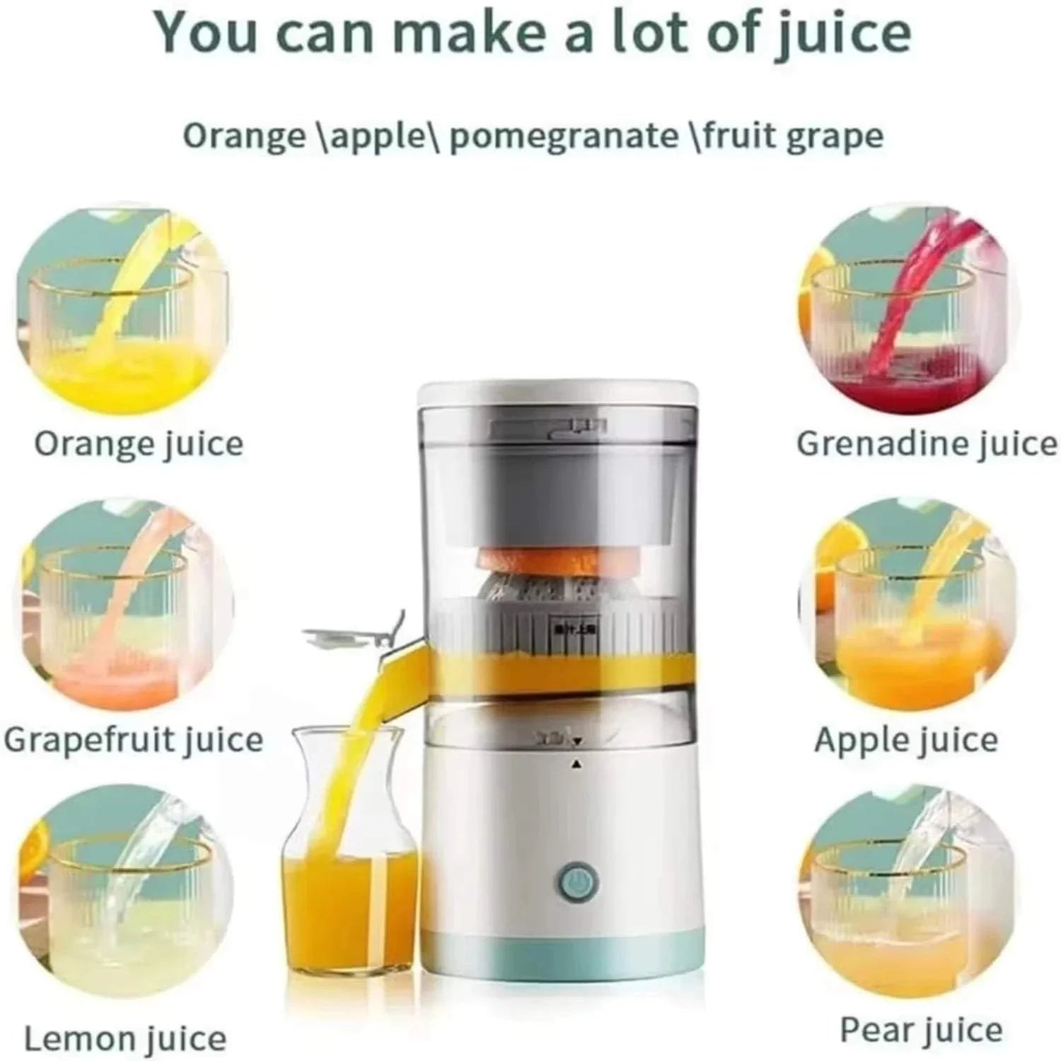 New Electric  Portable Home Juicer Fruit Juice Extractor, USB Rechargeable, Electric Squeeze.