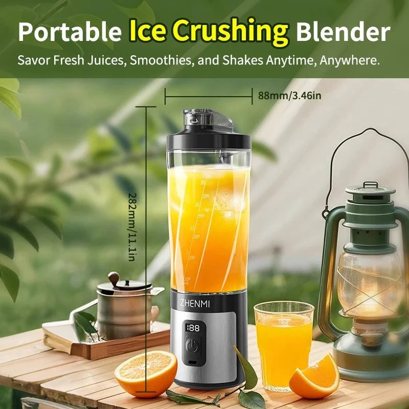 Portable Ice-Crushing Blender,  600ml High-Speed Blending for Smoothies, Shakes, Food Prep, and Frozen Blending
