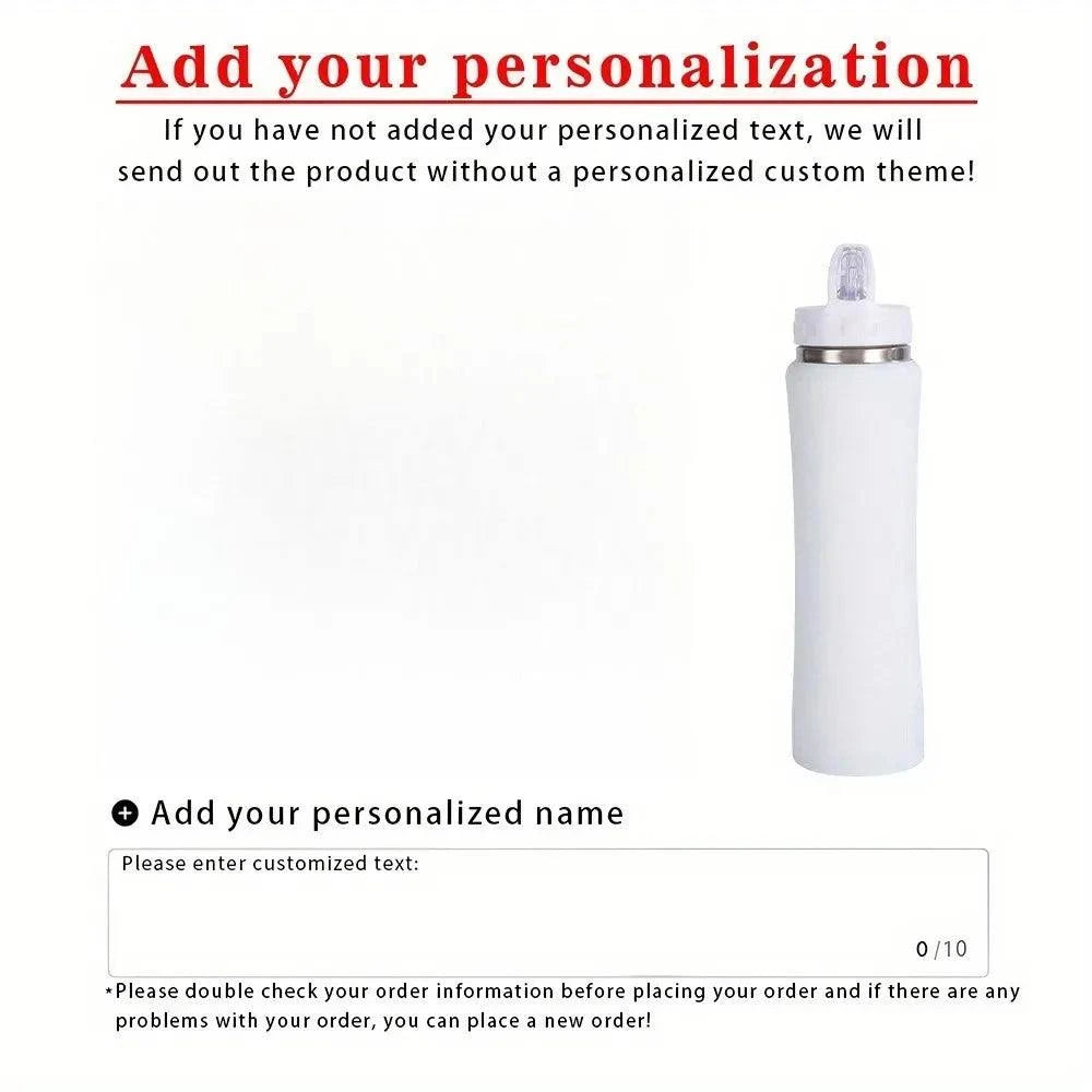 Personalised Stainless Steel Water Bottle with Straw - Engraved