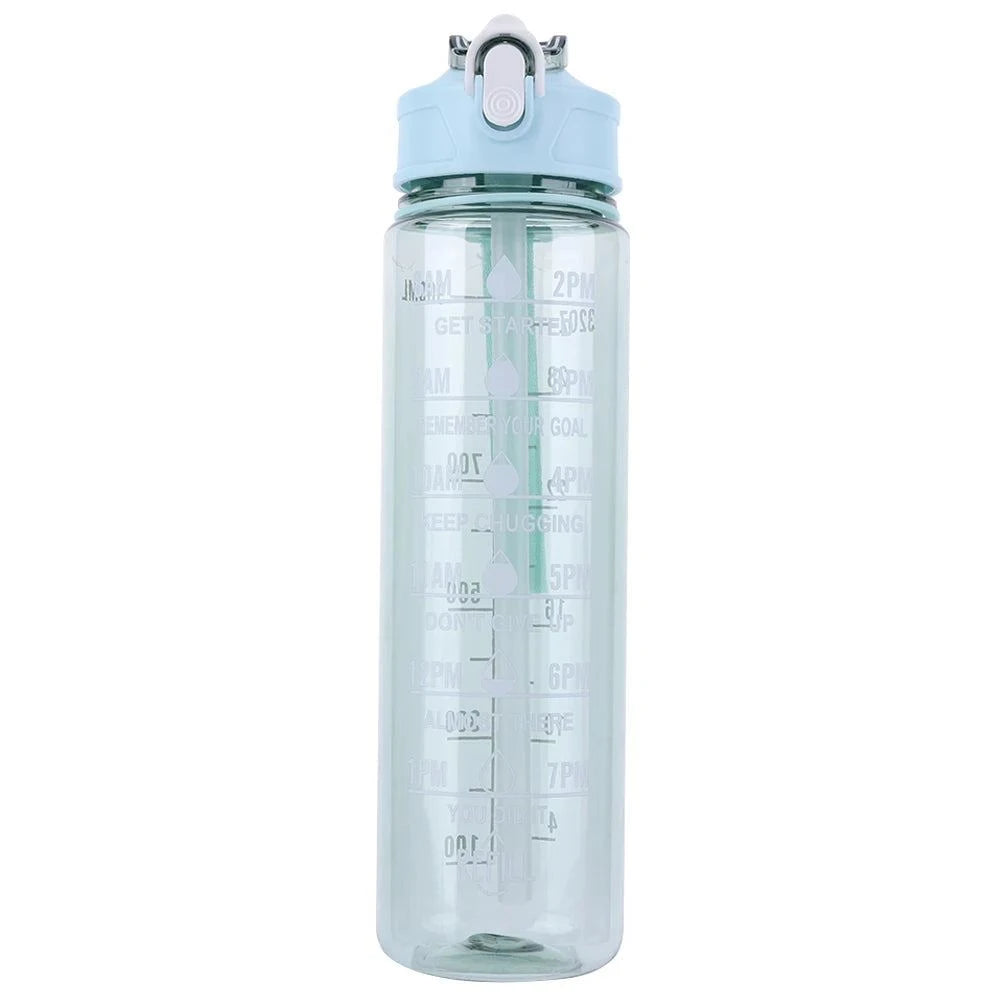 900ml Portable Drinking Cup with Straw & Handle Outdoor Travel Bottle Large Capacity Motivational Drinking Bottle for Boys Girls
