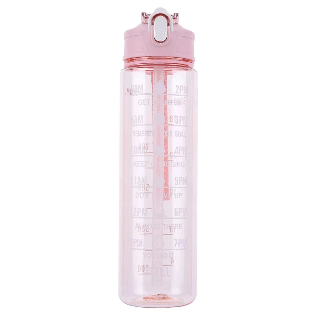 900ml Portable Drinking Cup with Straw & Handle Outdoor Travel Bottle Large Capacity Motivational Drinking Bottle for Boys Girls
