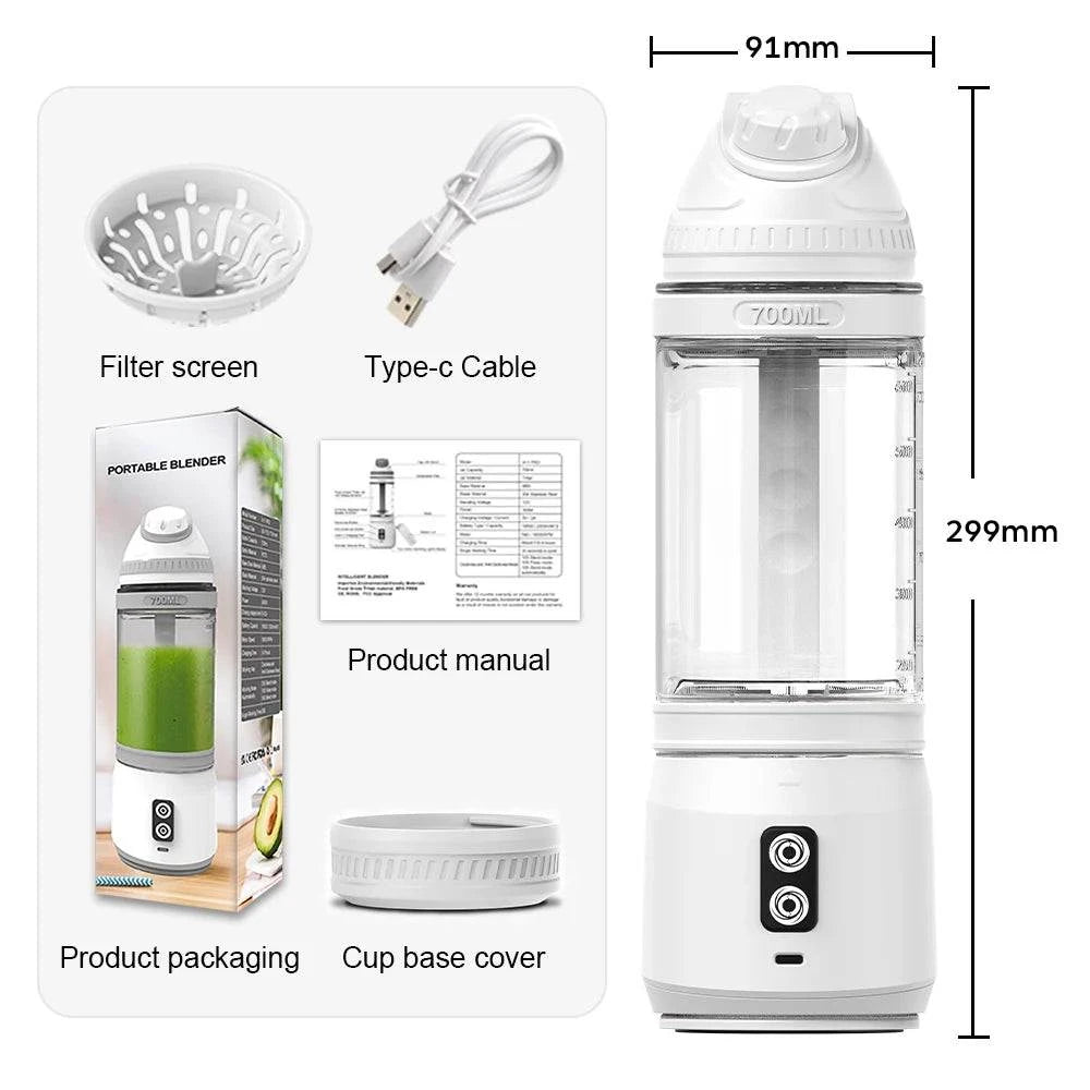 Portable Electric Blender 700ML, USB Rechargeable, Fruit, Milkshake, Smoothies.