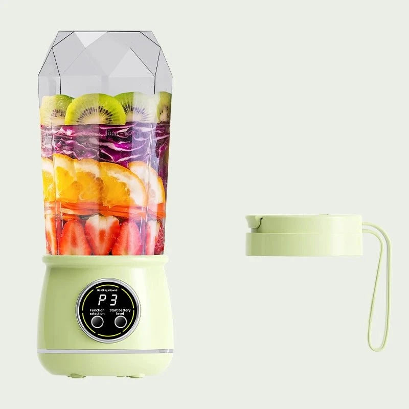 Portable USB rechargeable blender 500ML capacity, 3-level power adjustment, for juicing fruits and vegetables