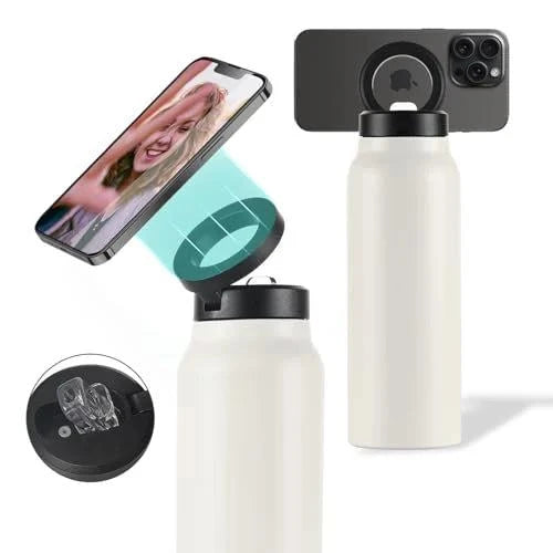 Water Bottle Compatible Phone Holder, Stainless Steel, Magnetic Phone Tripod