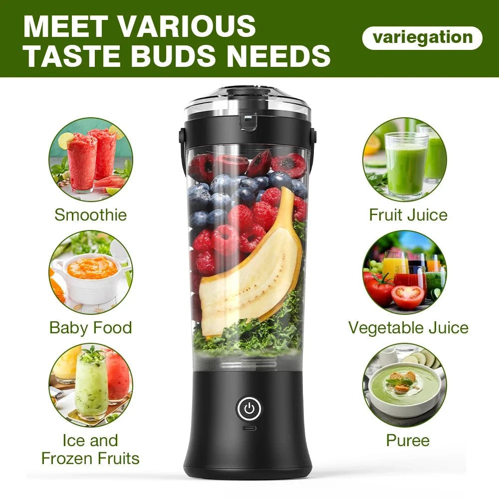 New Portable Blender Electric Juicer 500ML, Fruit Mixers, USB Rechargeable, Smoothie,  Multifunction.