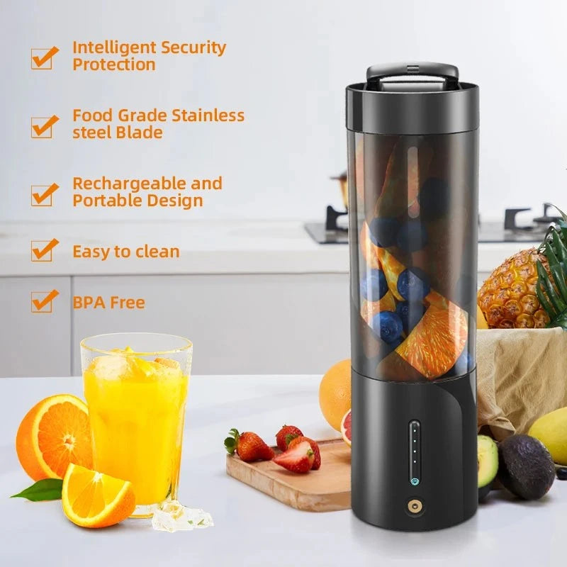 Portable Electric Juice Blender, USB Rechargeable, Fruit Juicer Mixer for Shakes Smoothies 450ML Juicing Cup
