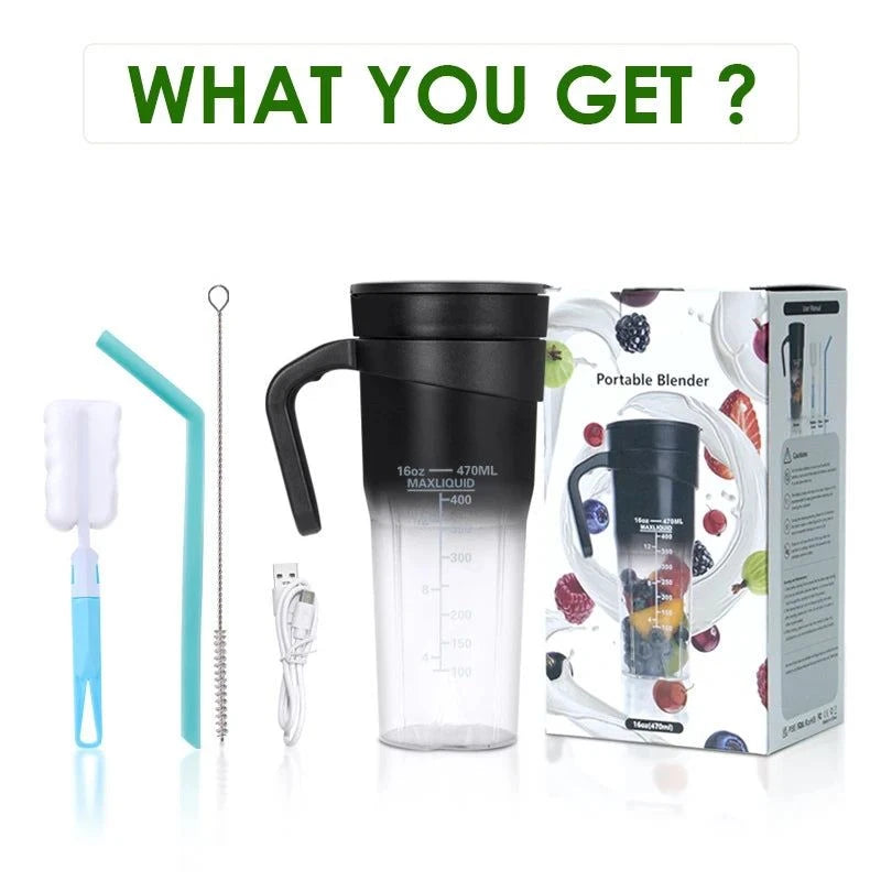 Electric Portable Blender, USB Rechargeable, Portable Juicer Blades for Shakes Smoothies 470ML Multifunctional Fresh juice Machine