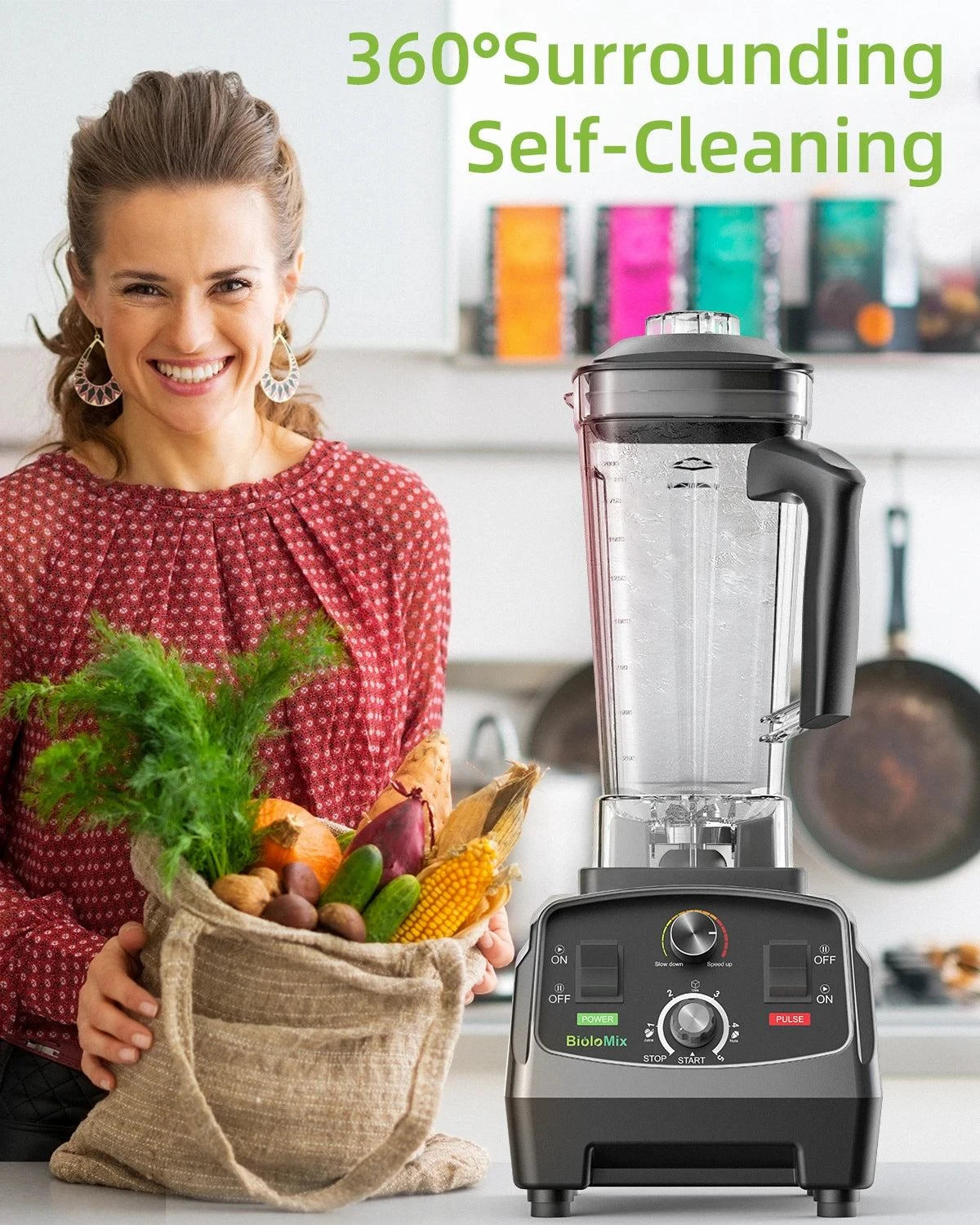 BioloMix 3HP 2200W Heavy Duty Grade, Mixer Juicer, Fruit Food Processor, Ice Smoothies BPA Free 2L Jar