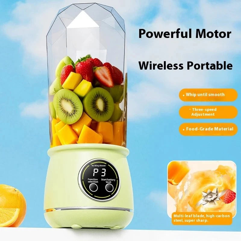 Portable USB rechargeable blender 500ML capacity, 3-level power adjustment, for juicing fruits and vegetables